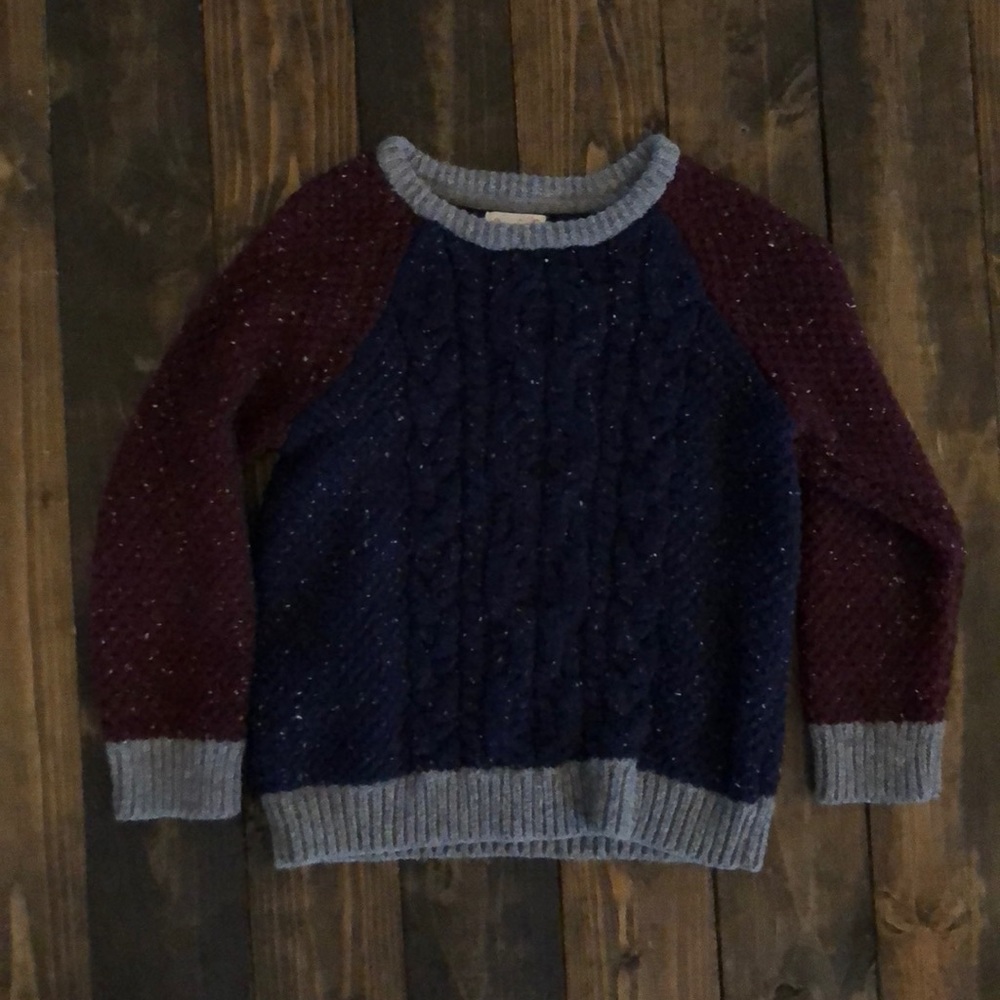 Burgundy, Navy and Grey Knit Sweater